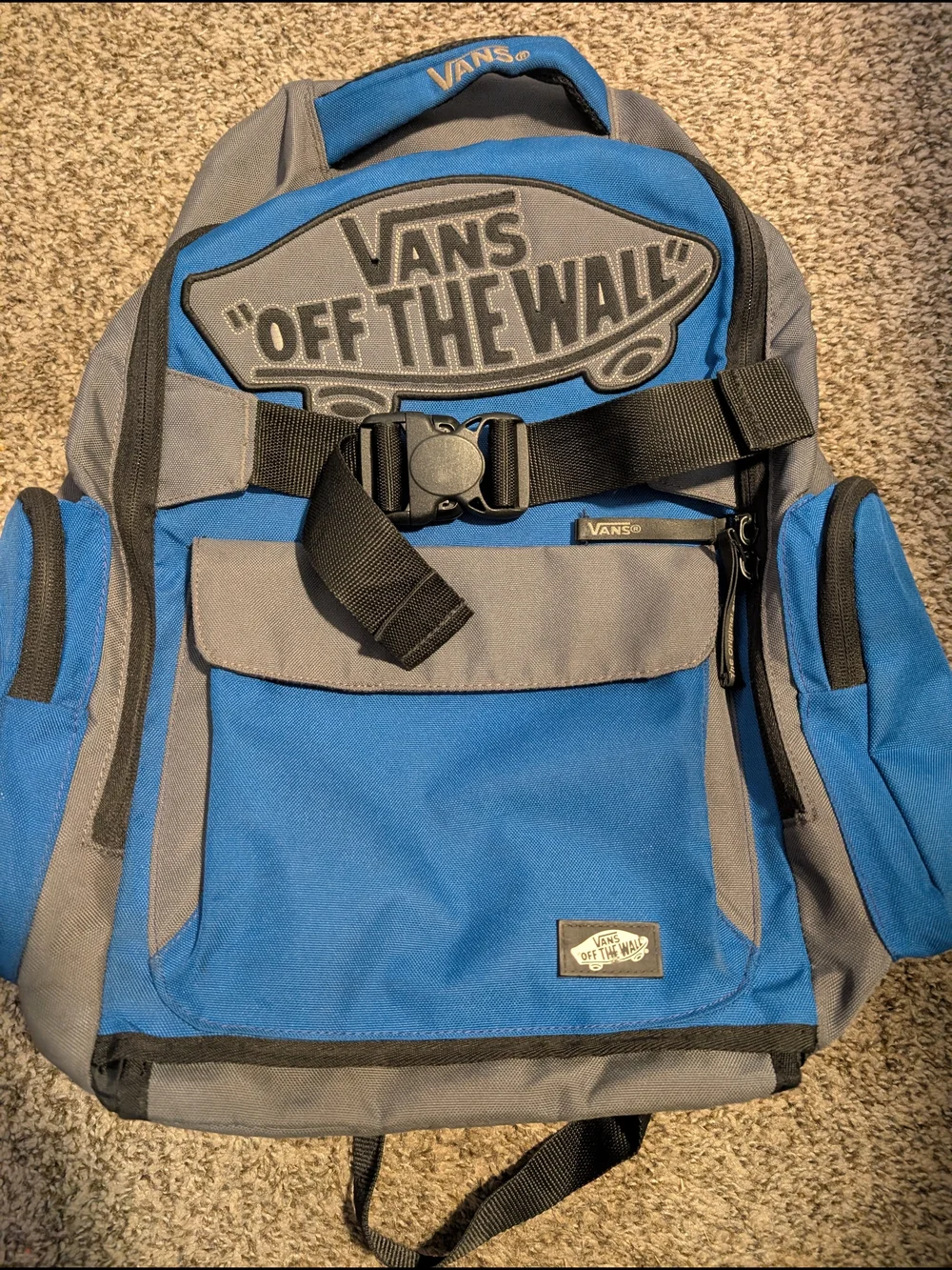 Vans Blue and Gray 'Off The Wall' Logo Backpack
